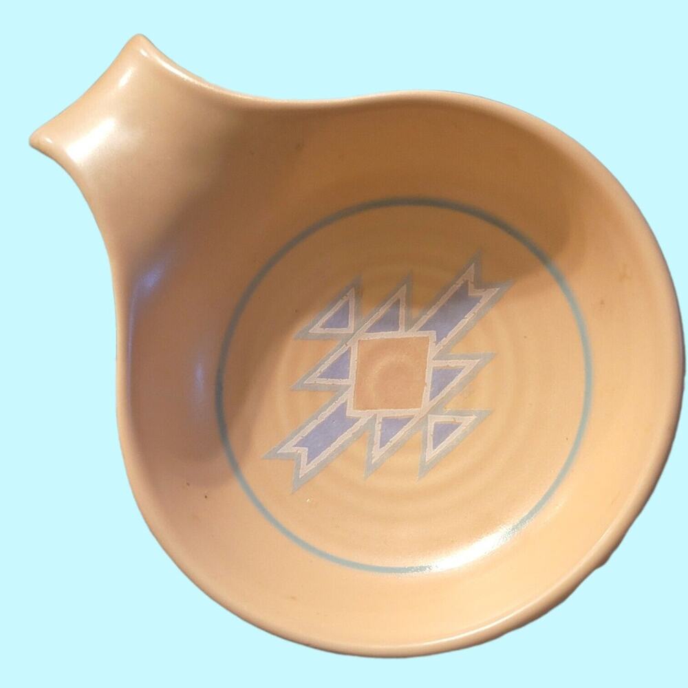 VTG Treasure Craft Southwestern Pattern Spoon Rest USA Made Peach blue orange